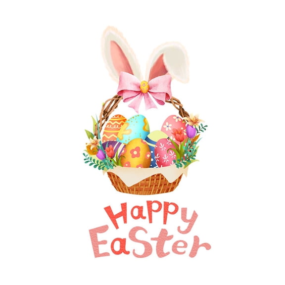 HuiXinOu Easter Egg And Bunny Ear Self Adhesive Wall Sticker Decorative Wallpaper For Living Room Bedroom Kids Room Removable Wall Art Decal Holiday Home Decor