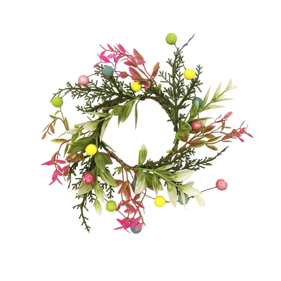 HuiXinOu Easter Egg Rattan Wreath Decor 10in, Spring Floral Garland with Colorful Eggs for Front Door Wall Party Holiday Home Decorations and Table Centerpiece