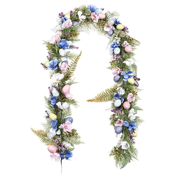 HuiXinOu Easter Egg Vine Rattan Garland 6ft Spring Door Decor With Colorful Eggs For Indoor Outdoor Patio Porch Wall Decor