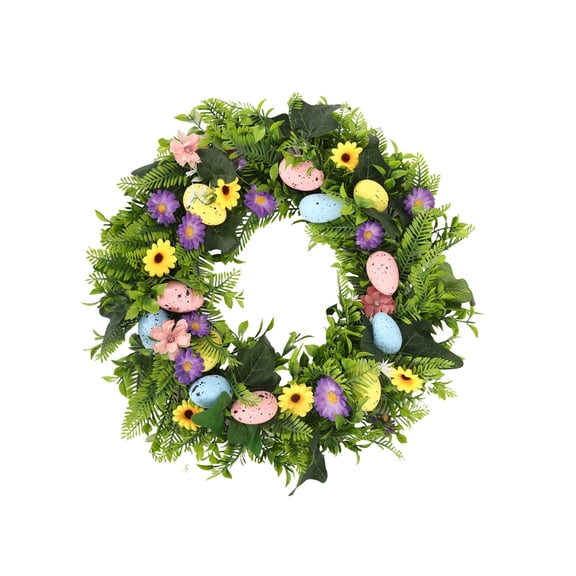 HuiXinOu Easter Egg Wreath Rattan Decoration Floral Spring Garland for Front Door Wall Hanging Home Table Party Easter Holiday Indoor Outdoor Decorative Arrangement Spring Decor