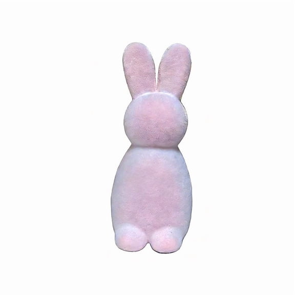 HuiXinOu Easter Flocked Bunnies Figurine, Spring Tables Decoration Centerpieces, White Fuzzy Easter Bunny Decor For Indoor Home Decorating, Cute Rabbit Ornament For Shelf