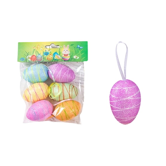 HuiXinOu Easter Foam Eggs Decorations, Set of 6 Colorful Filled Foam Eggs for Spring Holiday, Table Centerpiece, Bowl Fillers, Garland and Crafts Decor for Kids