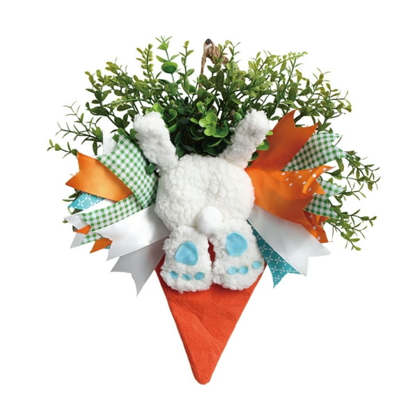 HuiXinOu Easter Hanging Ornament Carrot Wreath With Bow And Carrot-shaped,Easter Stairway Swag Garland Rustic Spring Wreath for Indoor Outdoor Door Window Decor, Blue