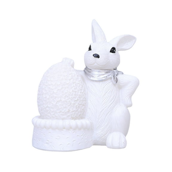 HuiXinOu Easter Light Up Luminous Resin Ornaments Cute Little Rabbit Figurine Craft Battery Operated Glow Design for Home Tabletop Mantel Festive Holiday Decoration