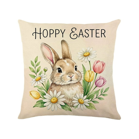 HuiXinOu Easter Pillow Cover Spring Floral Rabbit Decorative for Home Decoration Sofa Cushion Cover Rabbits Egg Pillow Cover for Home Decoration Outdoor,Easter Gifts Easter Toys, B