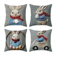 thumbnail image 1 of HuiXinOu Easter Pillow Covers, 4Pcs Set with Rabbit and Egg Patterns, Decorative Cushion Covers for Sofa Couch, Home Decor, 1 of 6