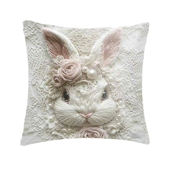HuiXinOu Easter Pillowcase 17.71 Inch Plush Horse Embroidered Decorative Pillow Cover for Sofa Bedroom Living Room Home Decor