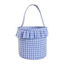 HuiXinOu Easter Plaid Fabric Polyester Basket Festive Party Decoration Storage Candy Gift Basket Party Favors Giftfor Table and Display, Sky Blue