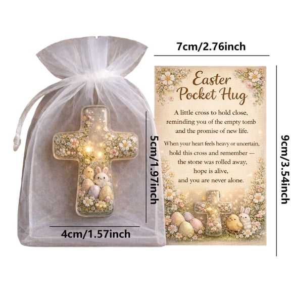 HuiXinOu Easter Pocket Cross Decor, Handmade Bunny Embrace Ornament, Spring Home Wall Tabletop Decoration for Holiday