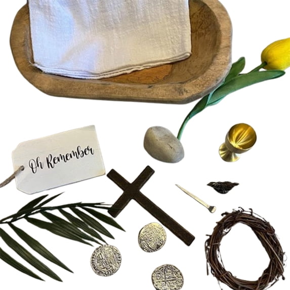 HuiXinOu Easter Resurrection Keepsake Tray Set Religious Oh Remember Decorative Kit Tabletop Ornament for Home Office Spiritual Holiday Gift Decor