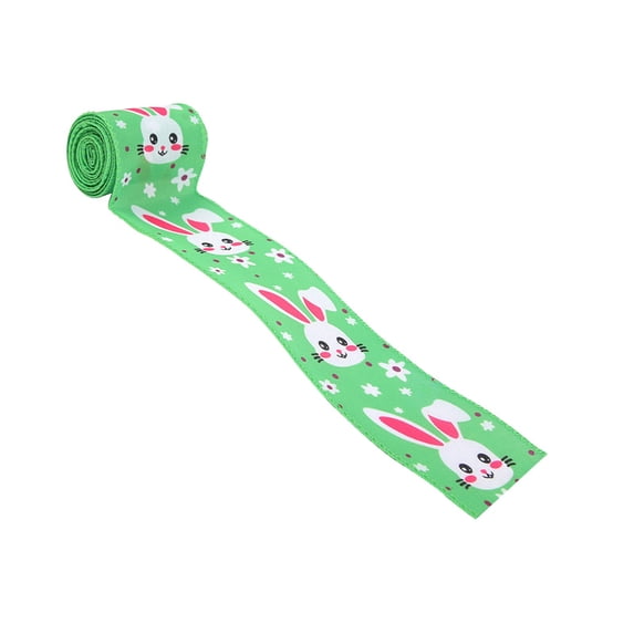 HuiXinOu Easter Ribbon with Rabbit and Egg Pattern, Sewn Edges Craft Ribbon for Gift Wrapping, DIY Bows, Scrapbooking and Spring Holiday Decor