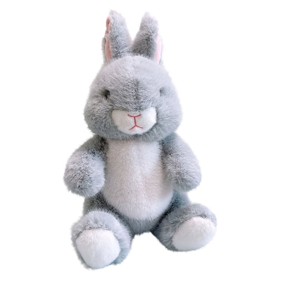 HuiXinOu Easter Sitting Bunny Plush Figurine Realistic Furry Stuffed Animal Golden Mink Rabbit Lifelike Spring Home Decor Accent for Shelf Mantel Table