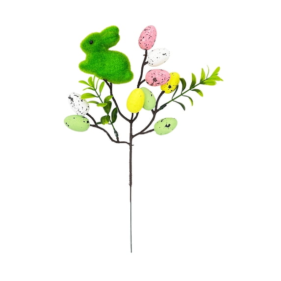 HuiXinOu Easter Spring Bunny Egg Floral Picks Artificial Flower Stems with Foam Berry and Egg Accents Decorative Ornaments for Room Table Holiday Party Decor