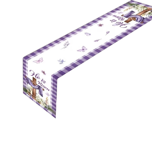 HuiXinOu Easter Table Runner, Linen Printed Tablecloth with Rabbit Ear Pattern for Dining Table Decoration, Restaurant, and Holiday Party, Multiple Sizes