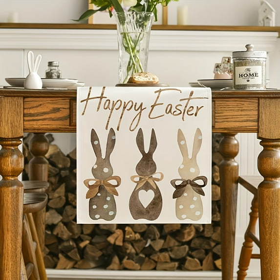 HuiXinOu Easter Table Runner, Polyester Rectangle Table Cloth for Indoor Outdoor Party, Spring Summer Kitchen Dining Decor