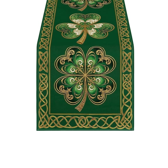 HuiXinOu Easter Table Runner, St. Patrick's Day Shamrock Kitchen Dining Table Decor for Home Party Holiday Celebration Decoration