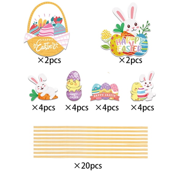 HuiXinOu Easter Vase Filler Set, 20 Pieces Floral Pick Inserts with Bunny and Egg Toppers, Spring Table Centerpiece Decor for Home, Party, Desktop, Mason Jar