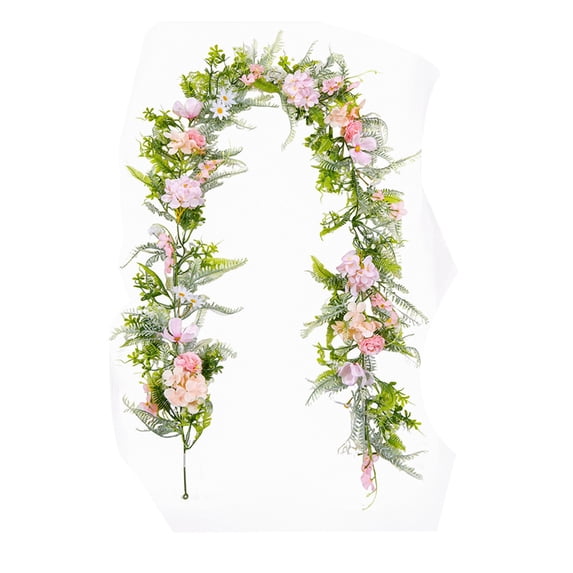 HuiXinOu Easter Vine Garland, 68.8 Inch Spring Leaves and Flowers Rattan Decoration, Indoor Outdoor Hanging Swag for Door, Wall, Mantle, and Patio