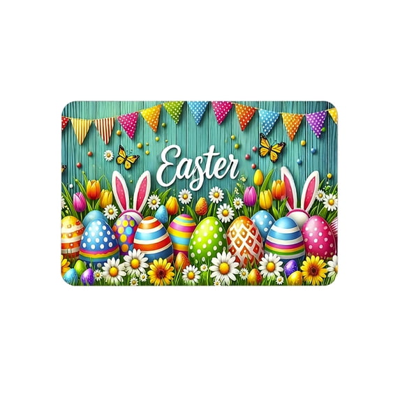 HuiXinOu Easter Welcome Doormat, Absorbent Front Door Mat with Holiday Design for Spring Home Decor, Indoor Outdoor Entryway Rug