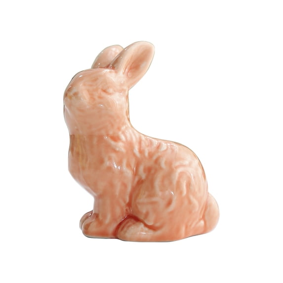 HuiXinOu Easter White Ceramic Bunny Figurine, Cute Rabbit Shaped Home Decoration, Handmade Ceramic Craft, Small Ornament, Suitable for Living Room, Shelf & Easter Decor
