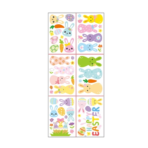 HuiXinOu Easter Window Decals, Cute Bunny Rabbit Vinyl Stickers for Glass Door, Home Party Decor, Spring Festival Celebration Decorations