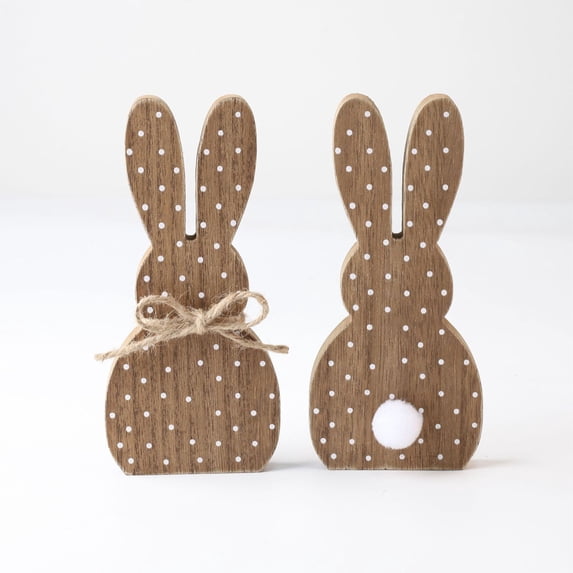 HuiXinOu Easter Wooden Rabbit Ornament, Handcrafted Wooden Rabbit Figurine for Holiday Home Decor, Spring Easter Decoration, Tabletop or Gift Display