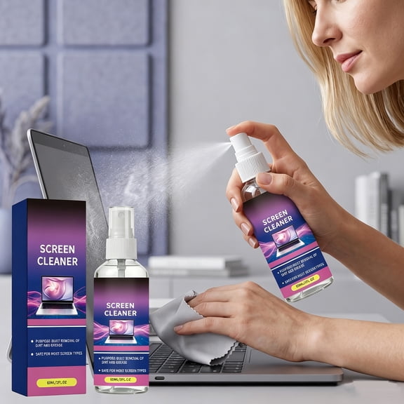 HuiXinOu Electronics Screen Cleaner Spray, 2.03 fl oz Glass & Screen Cleaner, Safe for Phone Tablet Laptop TV Monitor, Screen Cleaner Spray for Glasses, Phone, Tablet, Laptop, TV
