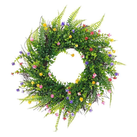 HuiXinOu European Style Spring Orchid Simulation Wreath Colorful Floral Door Hanging for Wedding Spring Festival Home and Indoor Decoration