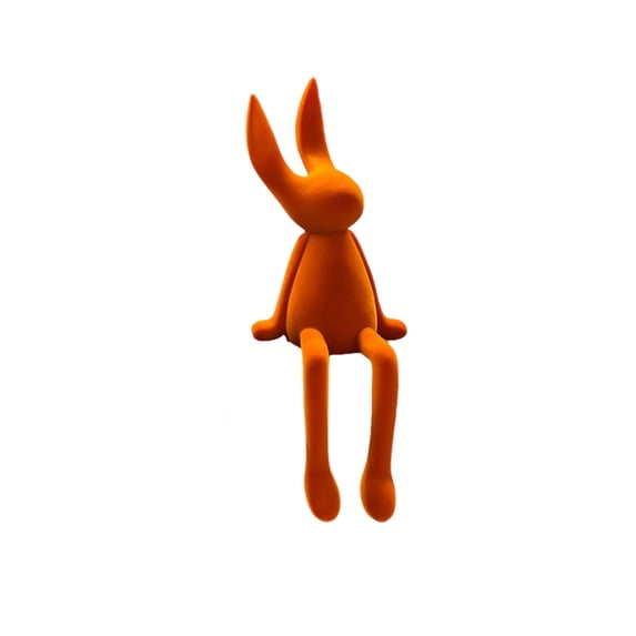 HuiXinOu Flocked Bunny Figurine Ornament, Sitting Rabbit Decor for Living Room, TV Cabinet, Wine Cabinet, Shelf, Mantel, Spring Easter Home Tabletop Decoration
