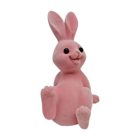 Elainilye Flocked Easter Bunny Plush Finish Tabletop Decor for Spring Home Office Mantle Easter Party Celebration Ornament