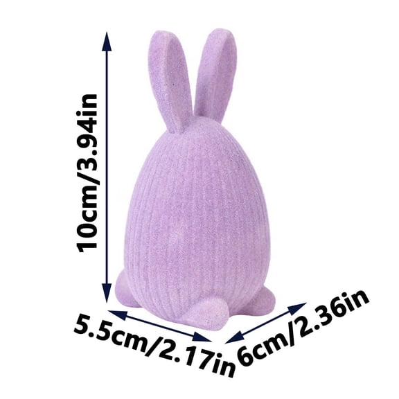 HuiXinOu Flocked Easter Egg Rabbits Ornament Spring Tabletop Decoration for Mantel Shelf Tiered Tray, Purple