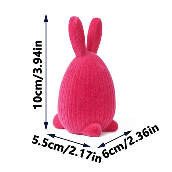 HuiXinOu Flocked Easter Egg Rabbits Ornament Spring Tabletop Decoration for Mantel Shelf Tiered Tray, Red