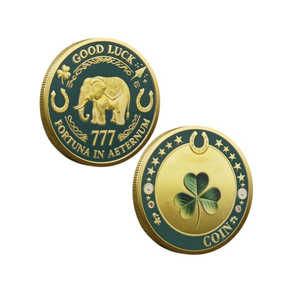 HuiXinOu Four Leaf Clover Commemorative Coin Good Luck Charm Souvenir Token for Friends Family Gift Success Wealth Health