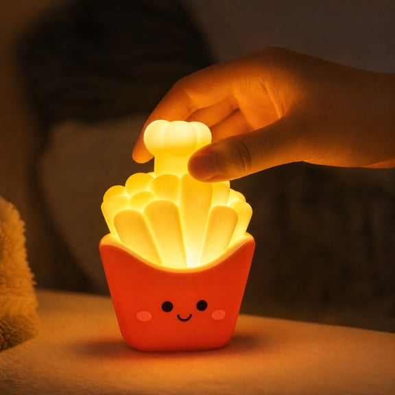 HuiXinOu French Fries Night Light, Cute LED USB Rechargeable Table Lamp, Fast Food Warm Lighting, Bedroom Kitchen Home Decor Gift for Bedroom, Kitchen, Home, Desk, Dining Room