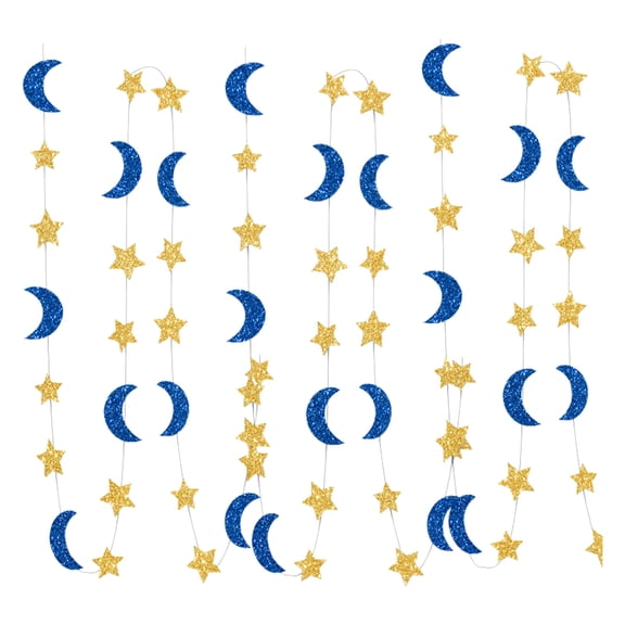 HuiXinOu Glitter Star and Moon Ceiling Decorations, 10ft Party Streamers for Birthday Wedding Christmas Festival Party Decor, Hanging Ornaments