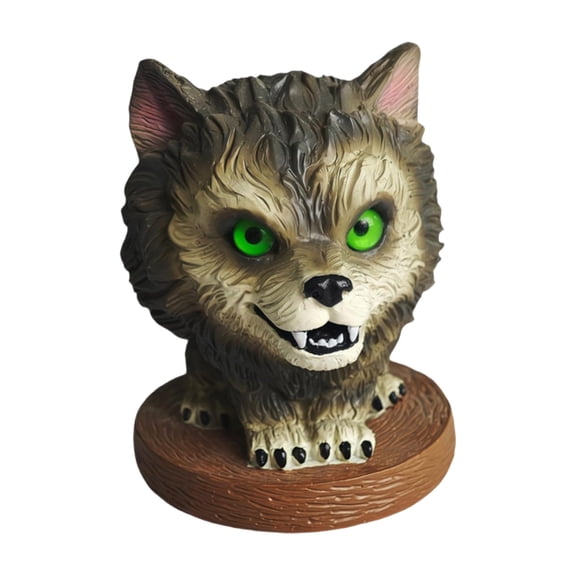 HuiXinOu Green Eyed Wolf Howling at Moon Resin Decoration Figurine Cute Animal Ornament for Shelf Desk Home Office Gift
