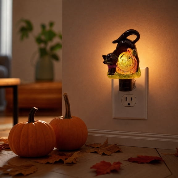 HuiXinOu Halloween Pumpkin Plug-In Night Light, US Plug Wall Lamp Indoor Fall Decor, Halloween Pumpkin Plug-In Light Decoration, Plug-In Night Light for Indoor, Home, Bedroom, Stairway