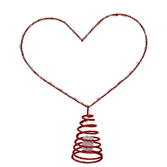 HuiXinOu Heart Shaped Tree Topper with LED Lights Red Glitter Christmas Wedding Anniversary Party Decoration Romantic Topper