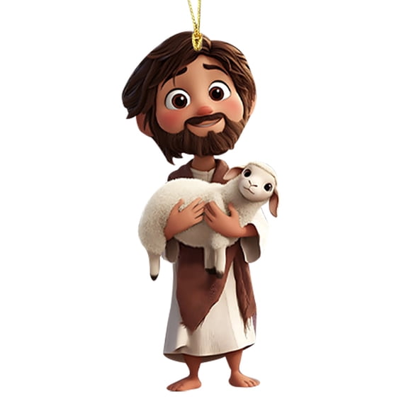 HuiXinOu Jesus Christ 2D Flat Acrylic Car Pendant Backpack Charm Ornament Religious Cross Decor Keychain for Gift