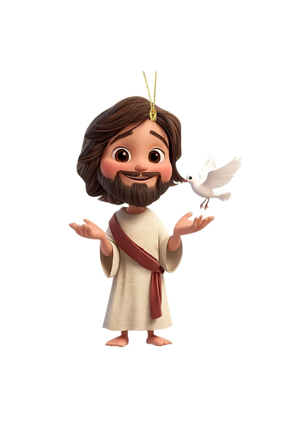 Jesus Christ 2D Flat Acrylic Car Pendant Backpack Charm Ornament Religious Cross Decor Keychain for Gift