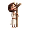 thumbnail image 1 of HuiXinOu Jesus Christ 2D Flat Acrylic Car Pendant Backpack Charm Ornament Religious Cross Decor Keychain for Gift, 1 of 3