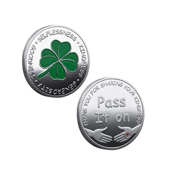 HuiXinOu Four Leaf Clover Coin, Keepsake Collectible Token for Encouragement, Gift for Graduation Friendship Achievement