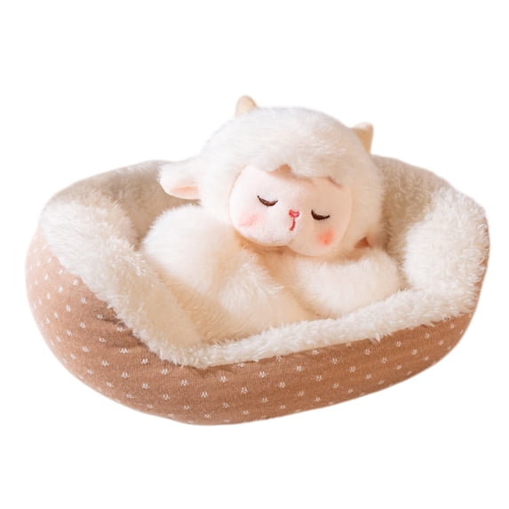 HuiXinOu Lying Down Plush Animal Figurine, Cute Nesting Pet Doll, Small Stuffed Toy for Home Decor, Desk Shelf Decoration, Gift for All Ages