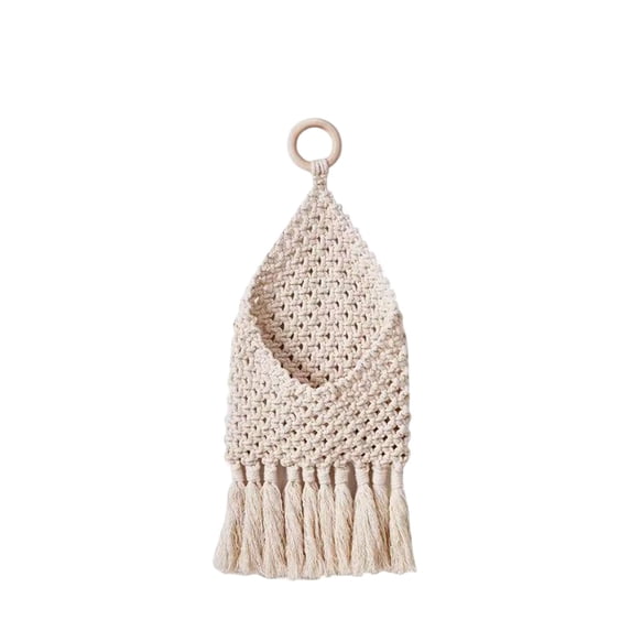 HuiXinOu Macrame Wall Organizer, Handwoven Hanging Mail Basket for Keys & Letters, Home Office Boho Decor, Woven Wall Storage