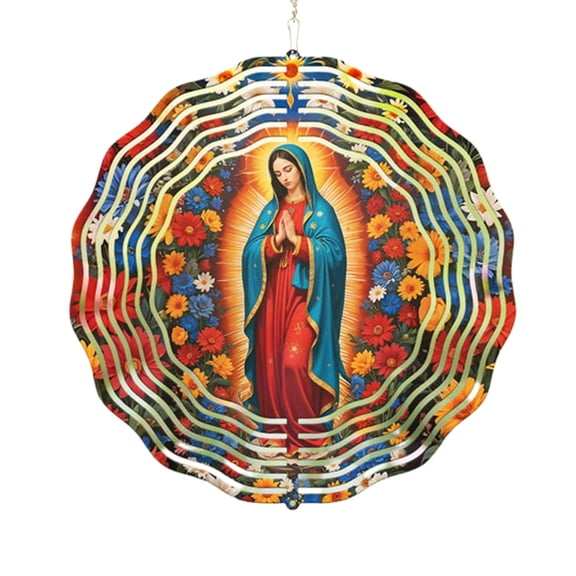 HuiXinOu Mary Rotating Wind Chime Outdoor Decor, Garden Patio Hanging Ornament, Religious Home Yard Decoration
