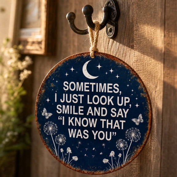 HuiXinOu Memorial Wall Hanging Sign, Sympathy Gift Wall Hanging, Bereavement Metal Decor Sign, Memorial Round Wall Plaque, Wall Art for Home, Living Room, Bedroom, Office, Hallway