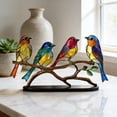 thumbnail image 1 of HuiXinOu Metal Bird Ornament Colorful Five Birds Pendant Hanging Decor for Home Living Room Wall Decoration, 1 of 4