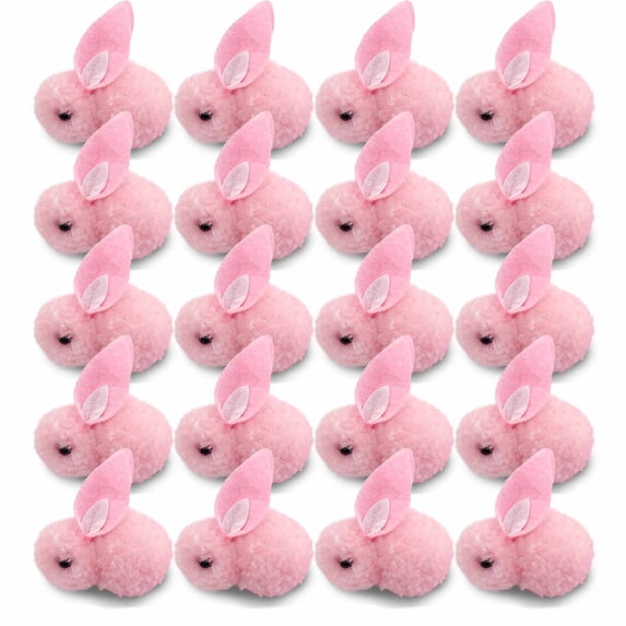 HuiXinOu Mini Easter Bunny Figurines 20-Piece Set Small Rabbit Doll Decor for Home Tabletop Party Gift Fillers