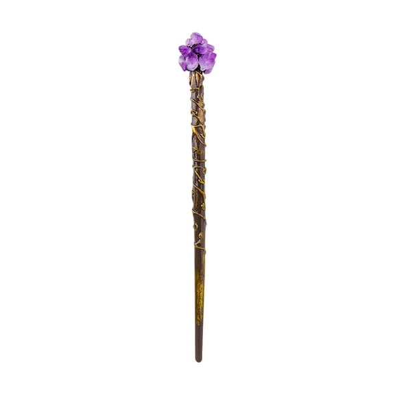 HuiXinOu Natural Crystal Gemstone Wand, Decorative Fantasy Scepter with Natural Unpolished Stone, Fairy Themed Accessory and Photo Prop