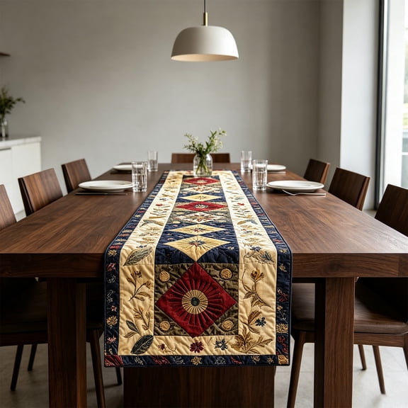 HuiXinOu Patchwork Quilted Table Runner, Vintage Floral Patchwork Quilted Table Runner, Rustic Farmhouse Table Runner, Vintage Quilted Table Runner for Dining Table, Home